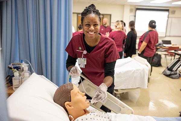 Female student in healthcare lab