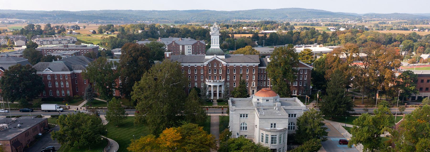 Arial shot of Kutztown University